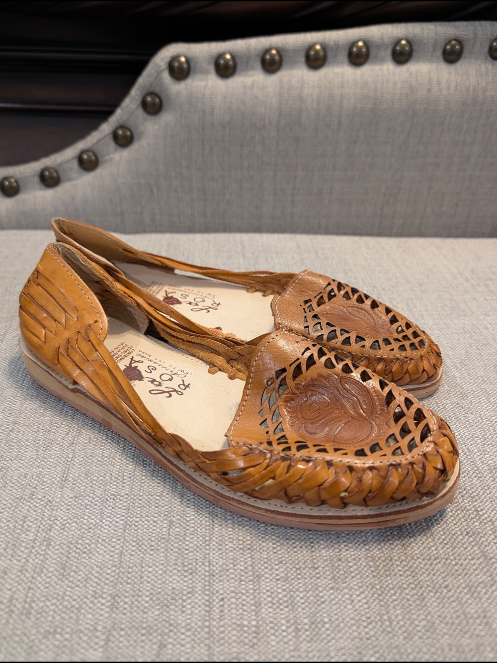 Women's Tan Leather Huarache Moccasins